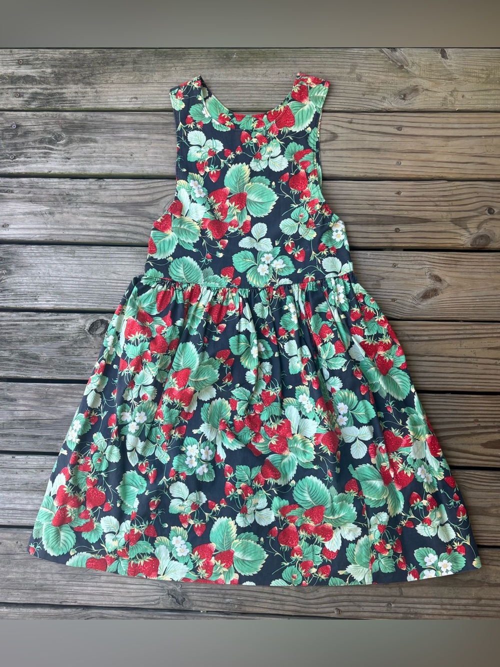 VTG Strawberry Print Cotton Jumper Dress